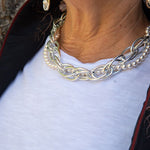 Silver aluminum and pearl necklace