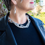 Silver aluminum and pearl necklace