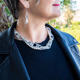 Silver aluminum and pearl necklace