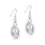Silver and white pearl earrings