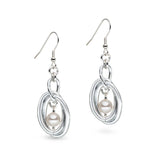 Silver and white pearl earrings