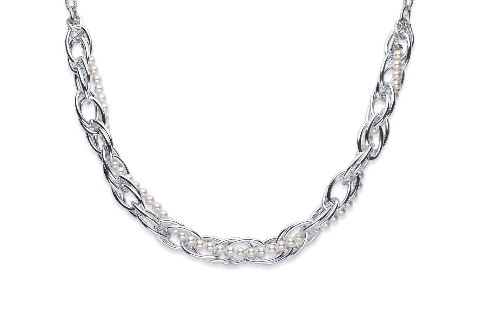 Silver and white pearl necklace