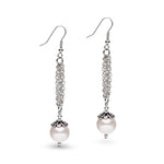Silver and pearl drop earrings