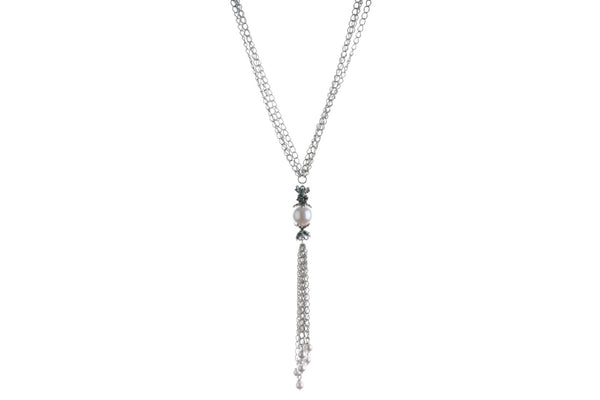 Kenzie Antique Silver & Pearl Necklace – Carolily Finery