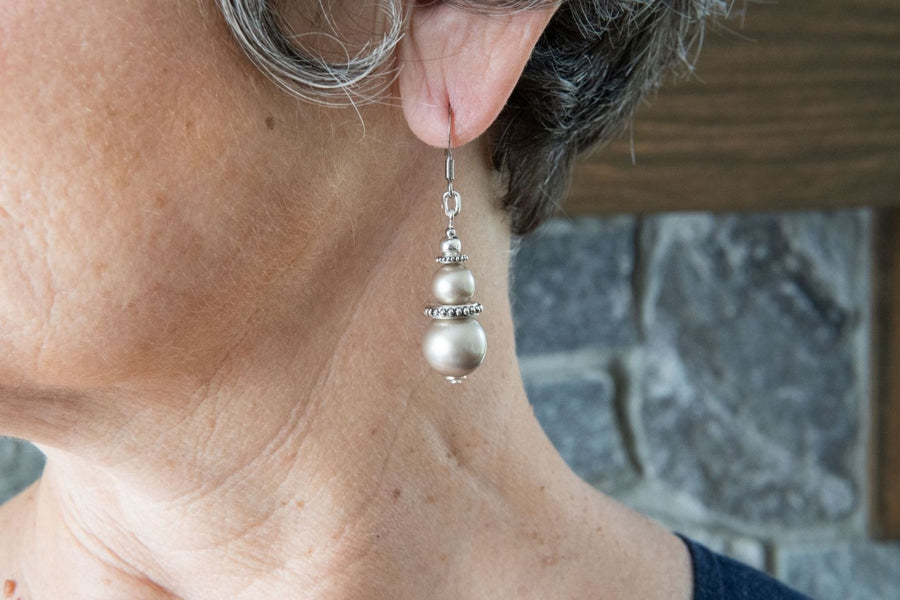 Platinum pearl earrings
