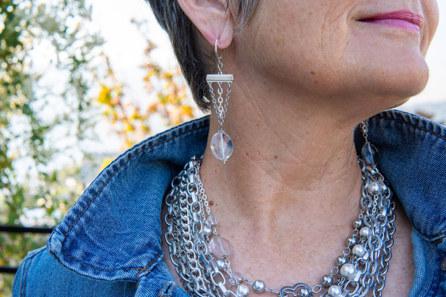 Faceted crystal quartz earrings