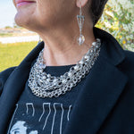 Chain, pearl and heart necklac