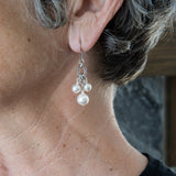 Short white pearl earrings
