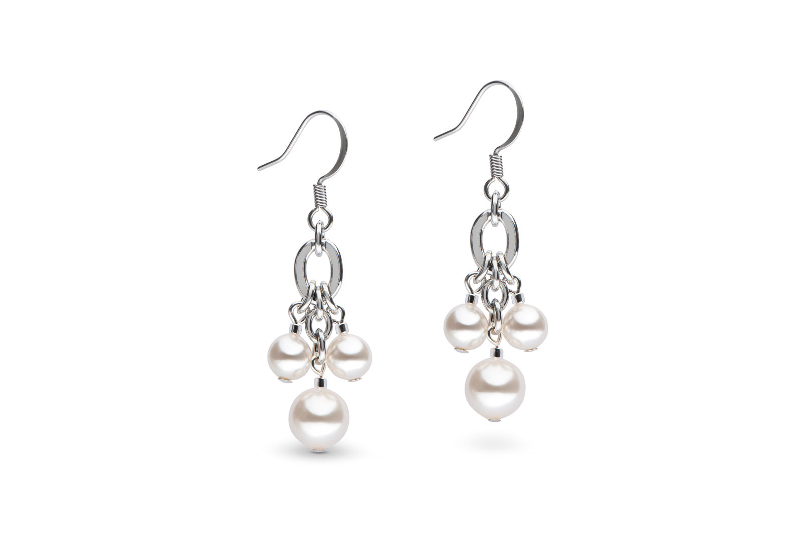 Short white pearl earrings