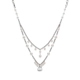 Long white pearl necklace