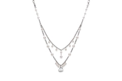 Long white pearl necklace