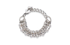 Silver and European crystal pearl bracelet
