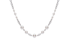 White pearl and stainless steel necklace