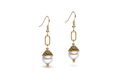 Gold & white pearl drop earrings