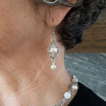 Silver and white pearl drop earrings