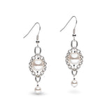 Silver and white pearl drop earrings