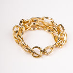 a Carolily Finery bracelet made from various gold plated chains
