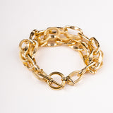 a Carolily Finery bracelet made from various gold plated chains