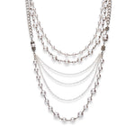 statement necklace made from European crystal pearls, sterling silver chains, silver plated chains