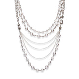 statement necklace made from European crystal pearls, sterling silver chains, silver plated chains
