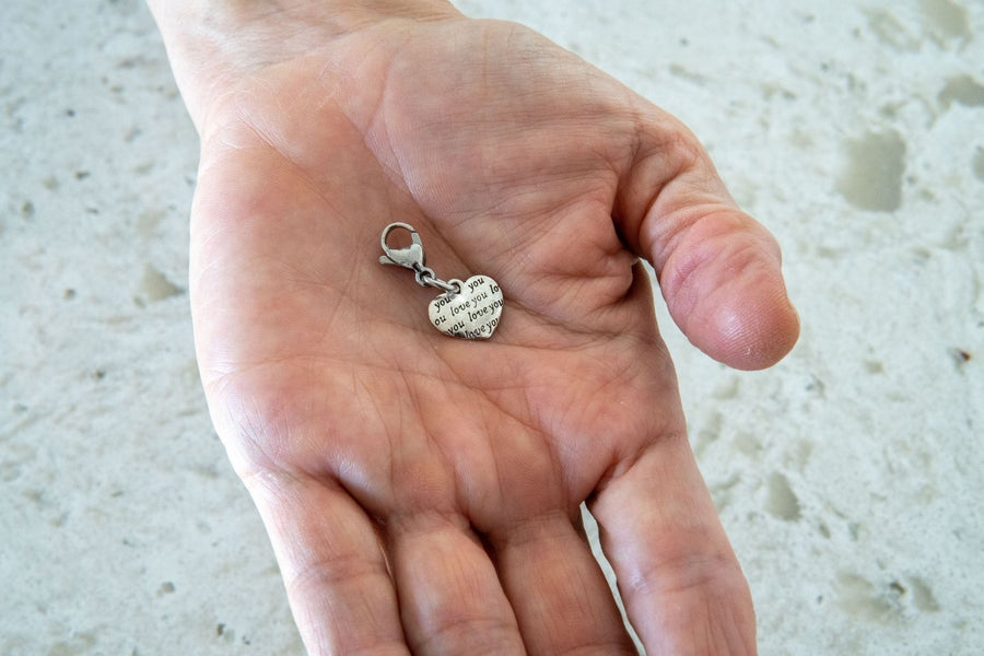 Pewter heart "love you" charm
