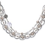 Silver chain and champagne pearl necklace