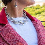 Silver,, pearl and crystal statement necklace