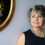 Silver,, pearl and crystal statement necklace