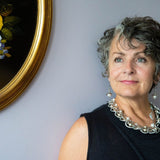 Silver,, pearl and crystal statement necklace