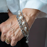 Silver and pearl chain bracelet