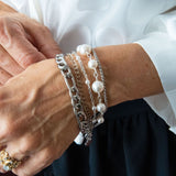 Silver and pearl chain bracelet