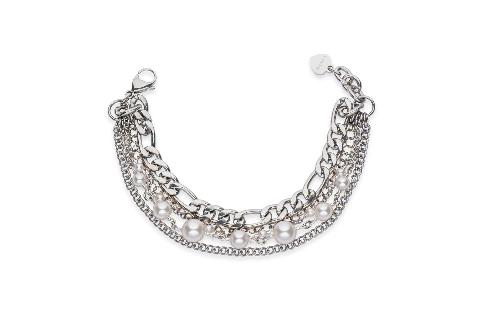 White pearl and chain bracelet