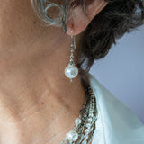 White pearl and silver earrings