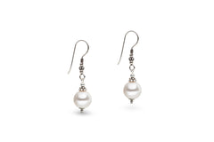 White pearl drop earrings