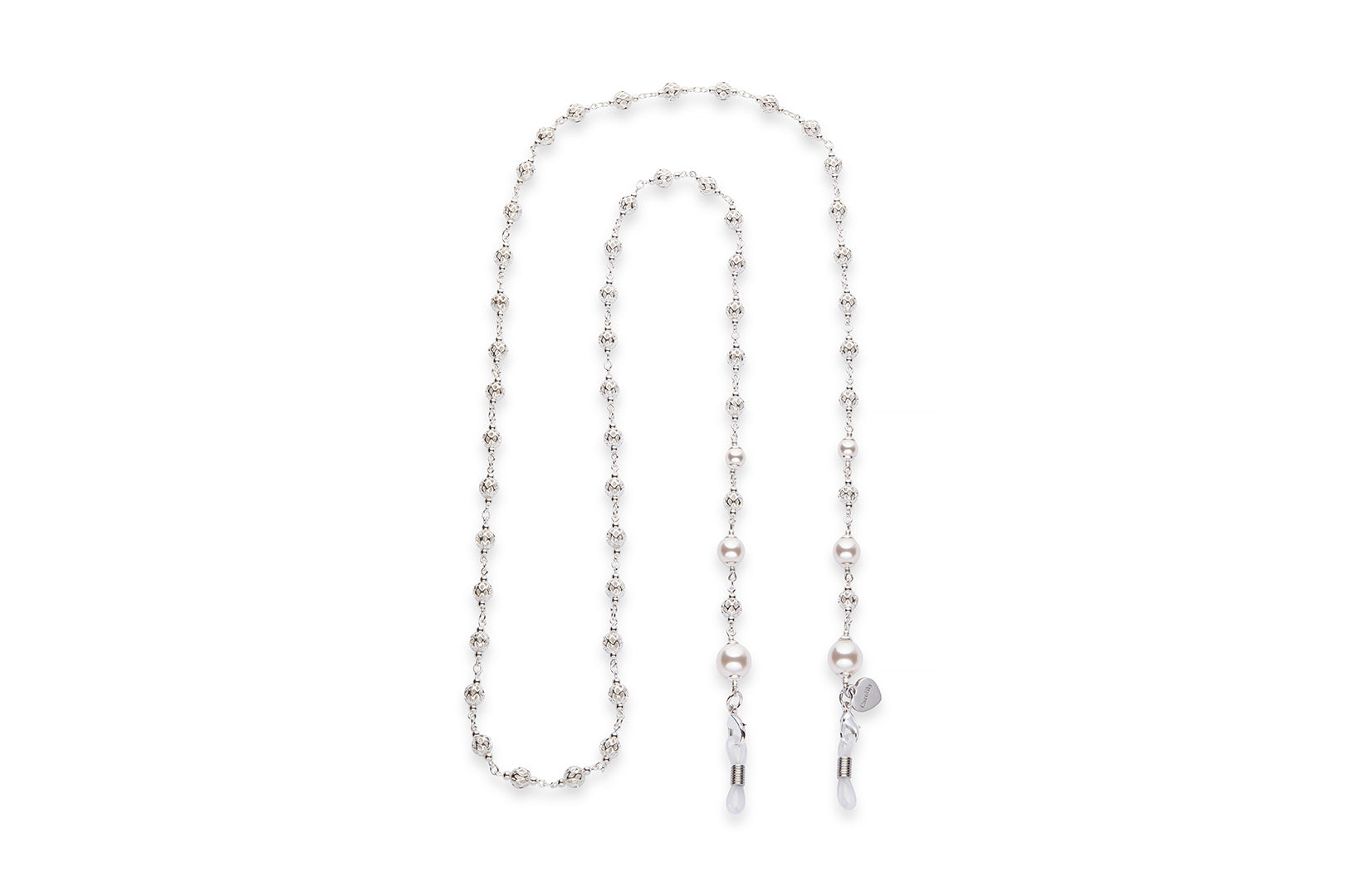Silver and pearl eyeglass chain
