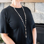 White pearl and pewter accent necklace