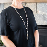 White pearl and pewter accent necklace