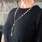 White pearl and pewter accent necklace