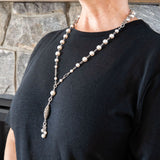 White pearl and pewter accent necklace