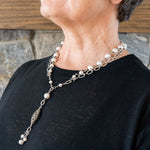 White pearl and pewter accent necklace