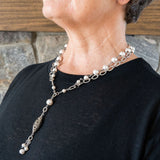 White pearl and pewter accent necklace