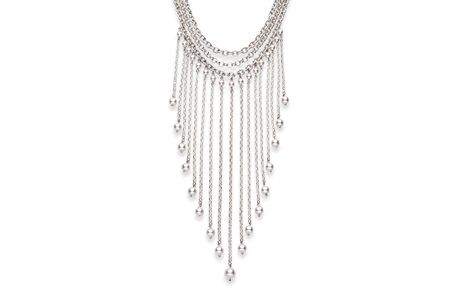 Silver and European crystal pearl necklace