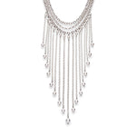 Silver and European crystal pearl necklace
