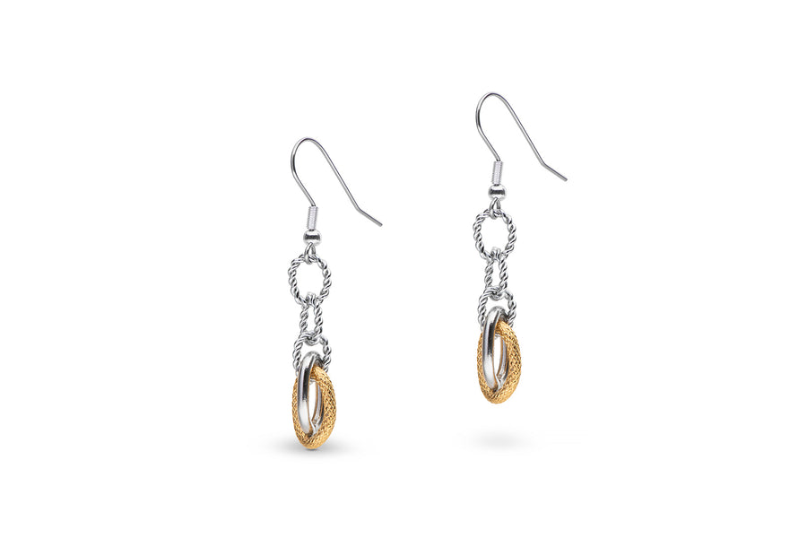 Silver and gold chain link earrings